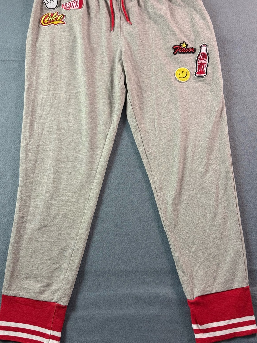 Coca Cola Gray Joggers with Red Trim and Patches